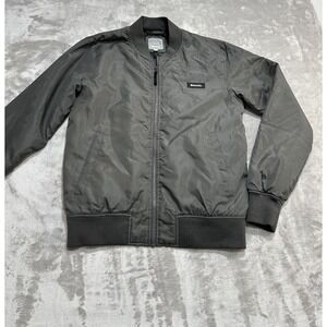 Bench Jacket Men's Size Medium Gray Long Sleeve Zip Up Pockets 100% Polyester
